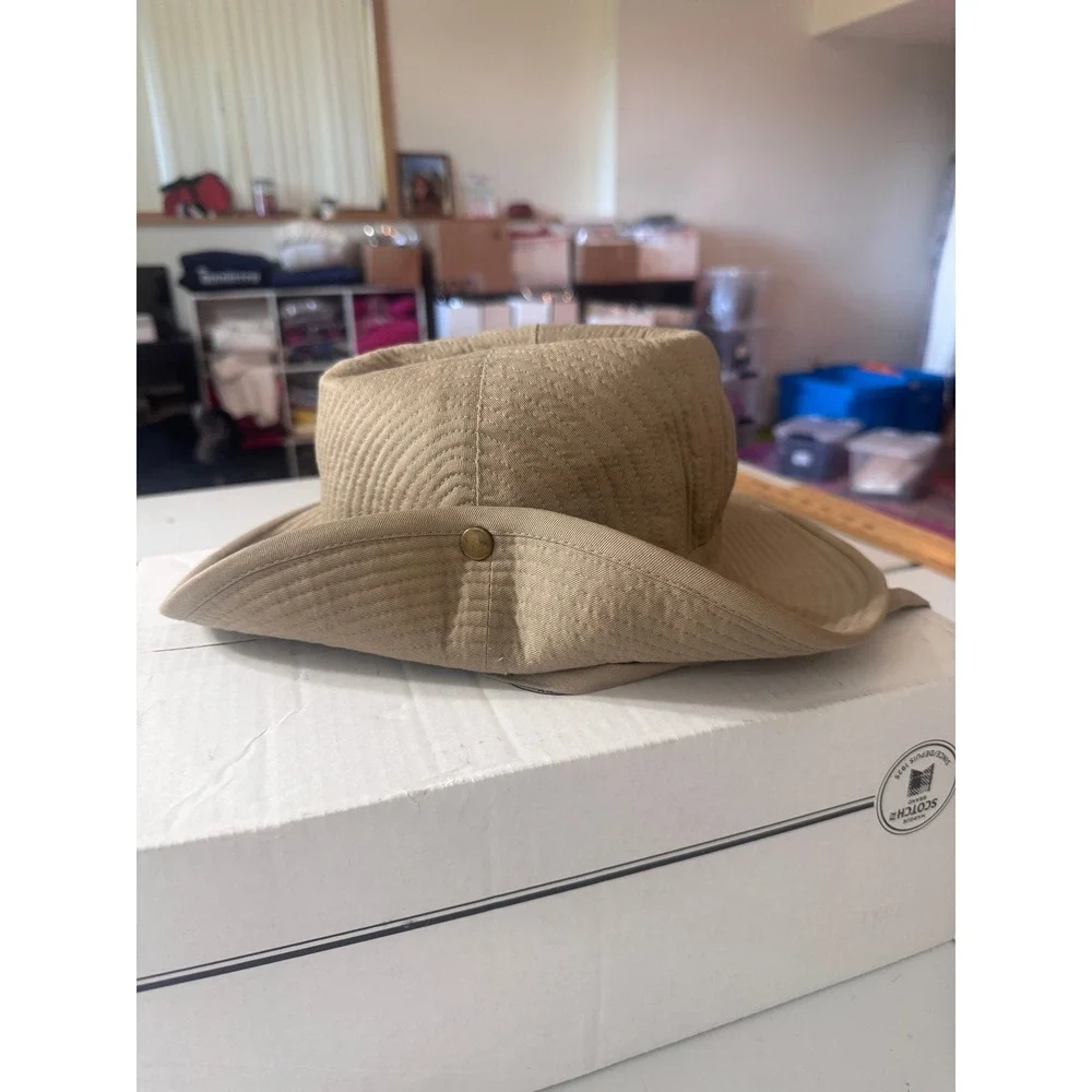 Banana Republic Safari Hat Mens Small Tan Vintage 80s Mill Valley Cotton